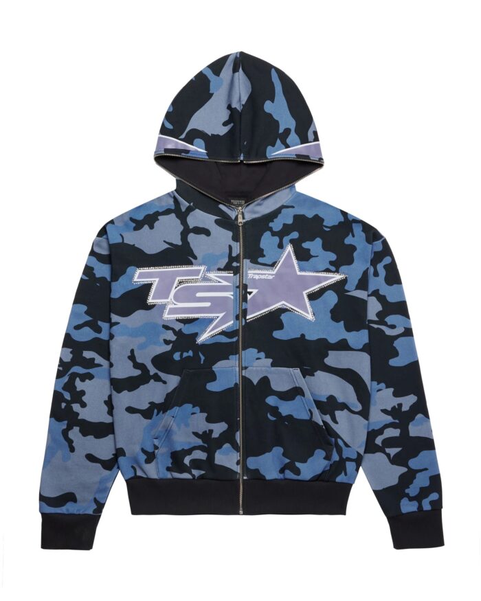 Sweat à capuche Trapstar TS Star Camo bleu